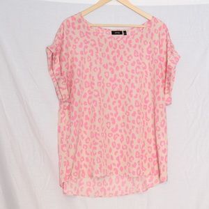 Apt 9 Cream & Pink Cheetah Print Top Size XL